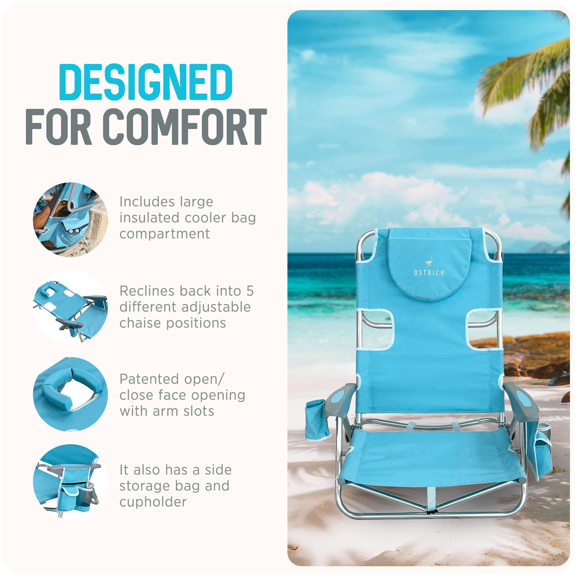 Amazon.com: Ostrich the Deluxe Backpacker, Portable Beach Chair